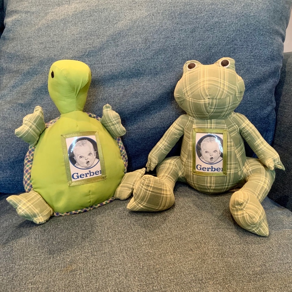 Plush Photo Holders Frog and Turtle